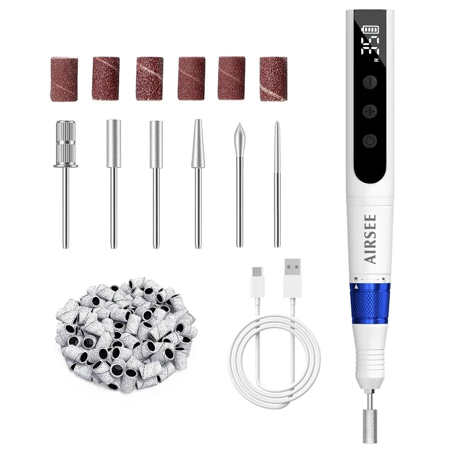 

Professional Cordless Electric Nail Drill Machine with 35000 RPM Stepless Speed Rechargeable Nail File Set Featuring LED Displa