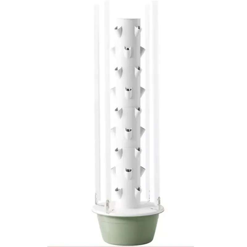 Green leafy vegetable hydroponic tower Vertical agricultural hydroponic tower Hydroponic tower planting system with led lamp