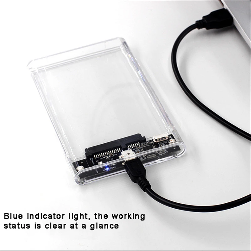 Transparent HDD Case HDD Enclosure 2.5 Inch SSD SATA To USB Type-C Adapter Portable External Hard Drive Box Tool-Free