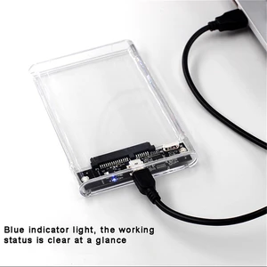 Transparent HDD Case HDD Enclosure 2.5 Inch SSD SATA To USB Type-C Adapter Portable External Hard Drive Box Tool-Free