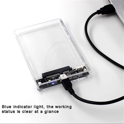 Transparent HDD Case HDD Enclosure 2.5 Inch SSD SATA To USB2.0 Type-C…