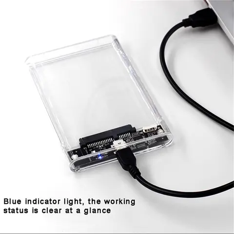 Transparent HDD Case HDD Enclosure 2.5 Inch SSD SATA To USB Type-C Adapter Portable External Hard Drive Box Tool-Free