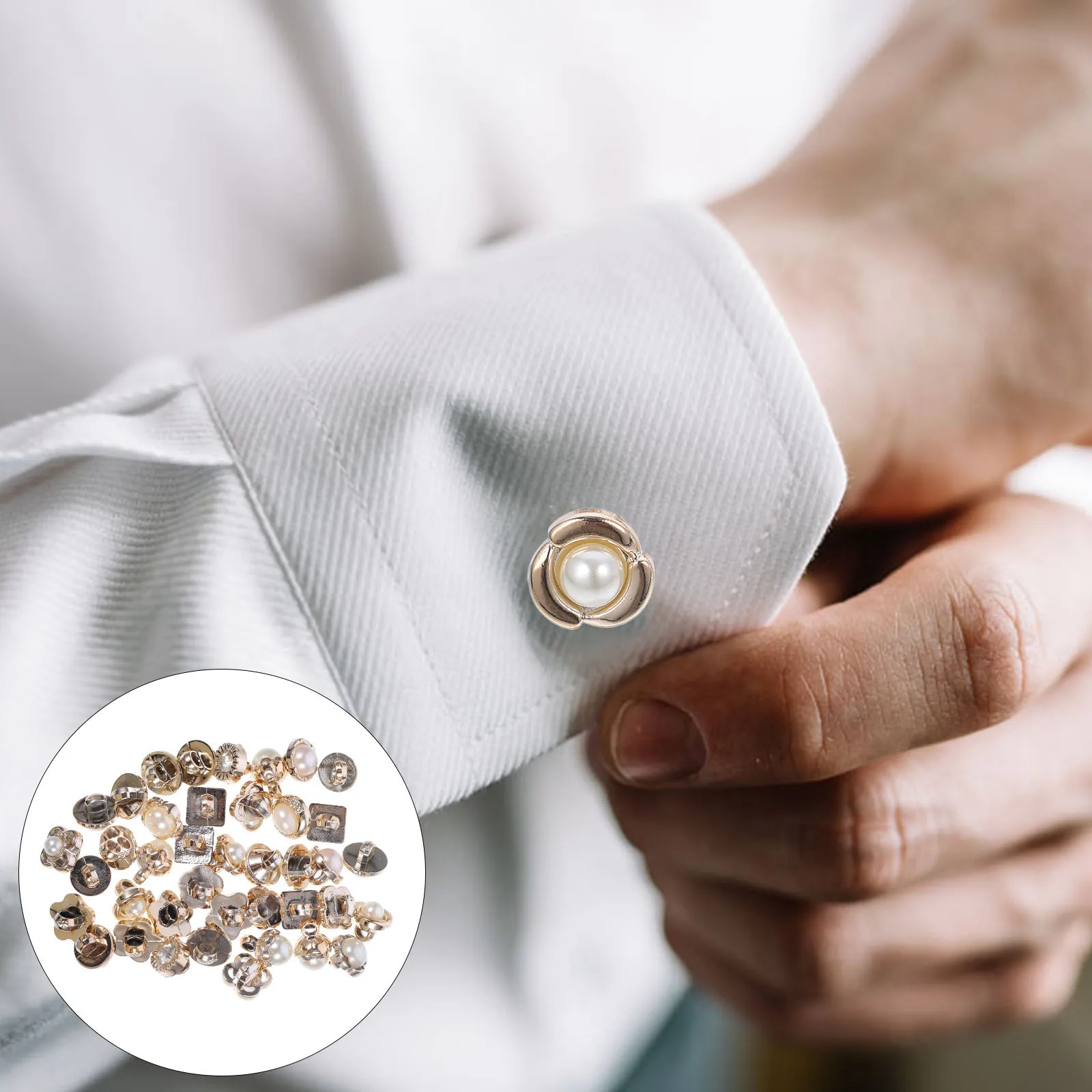 

40Pcs Stylish Pearl Design Buttons All-Match Clothing Button Set for Shirts Coats Sweaters DIY Sewing Craft Replacement Use