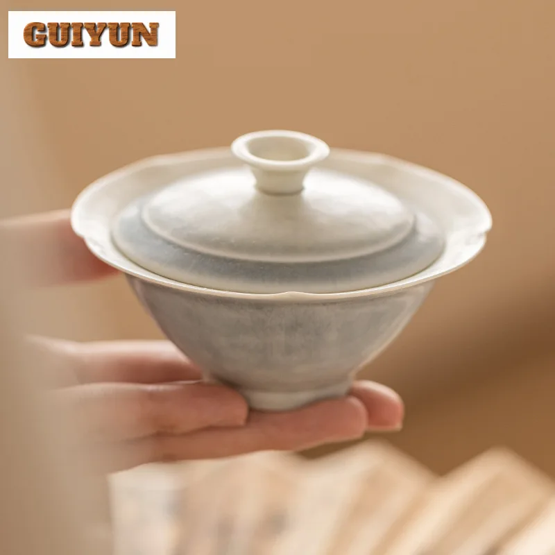 70ml Kiln Fambe Glaze Handmade Cover Bowl Chinese Style High-end Hat Gaiwan Ancient Tea Tureen Tea Maker Tea Items Decoration