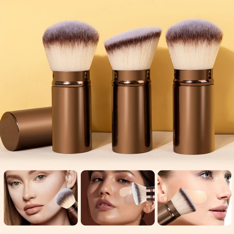 1/2PCS Retractable Foundation Makeup Brush Flat/Angle Brush For Powder Blush Black Brown Gold Concealer Portable Makeup Tools