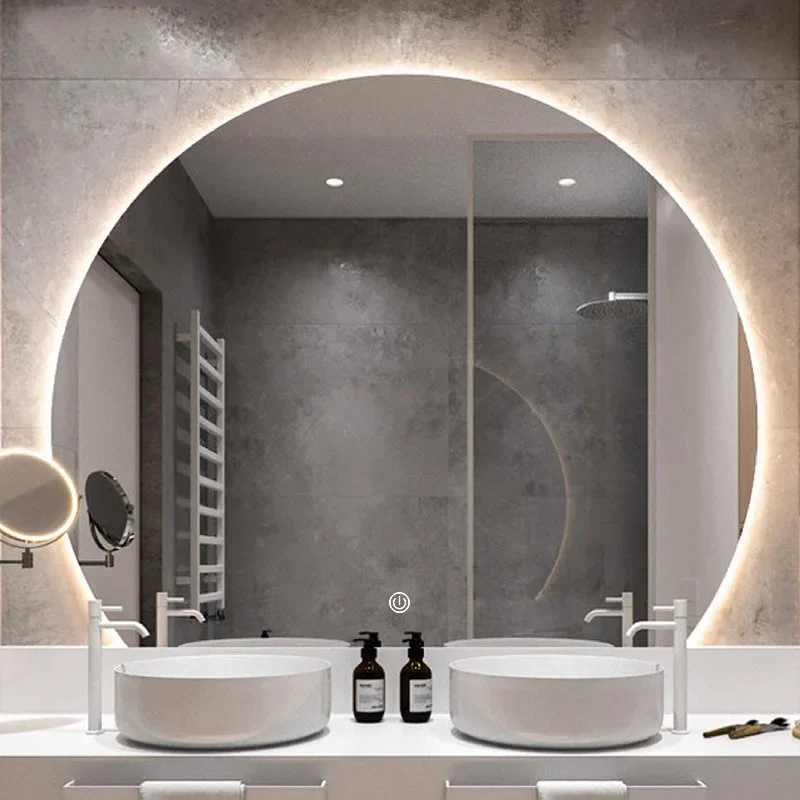 Clear Safety Mirror Backlight Makeup Design Dressing Table Mirror Illuminated Haircut Espelho Inteligente Bathroom Fixtures