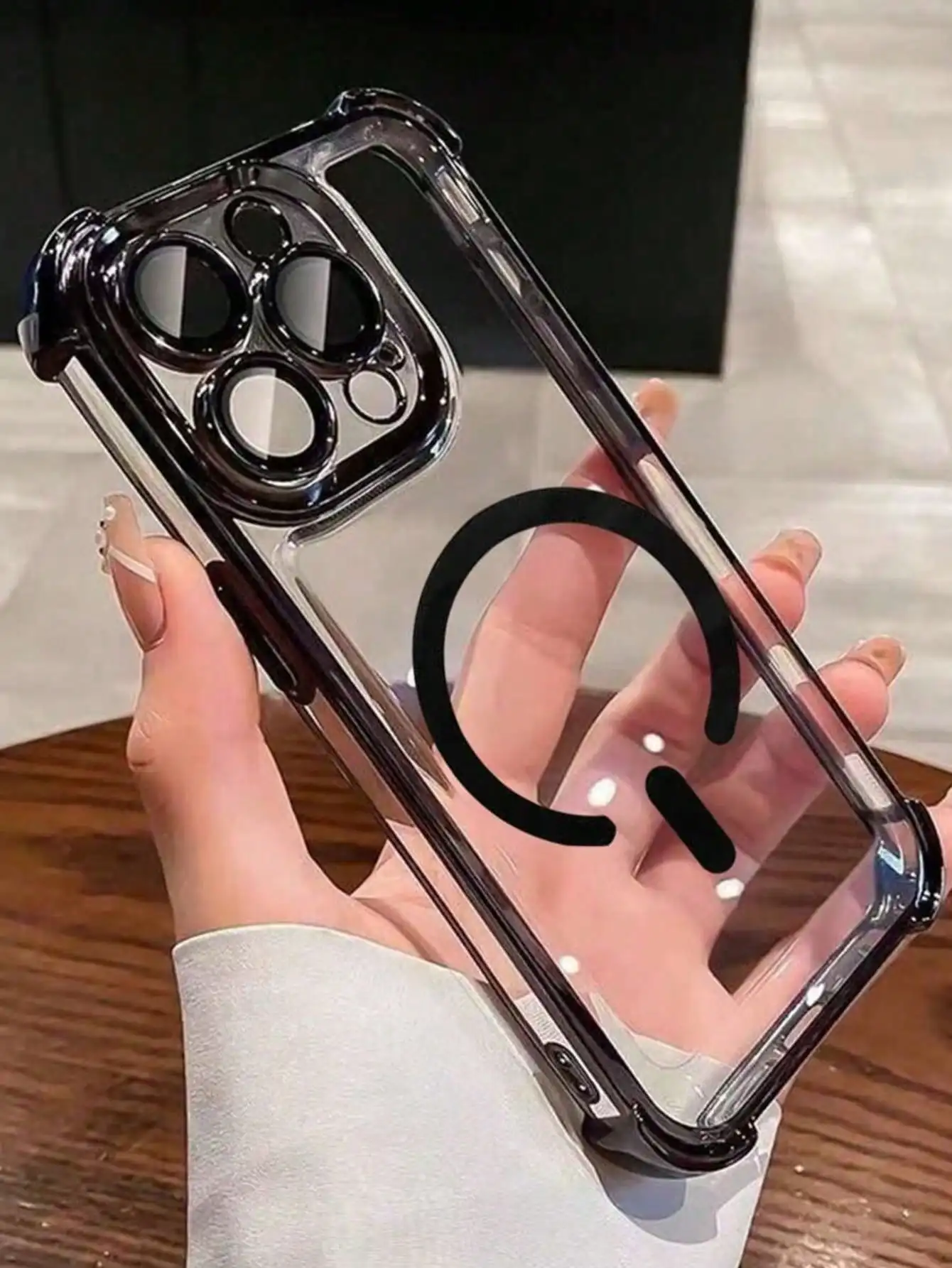 

Shockproof Magnetic Style Magnetic (With Lens Protector) 1pc Electroplated Four-Corner Anti-Fall New Phone Case Compatible With Apple 17 Pro Max/16 Pro Max/15/14 Pro/13/12/11/XR/XS Max/8, Galaxy S25 Series, S24 Series, S23 Series, S22 Series, A05, A35, A5