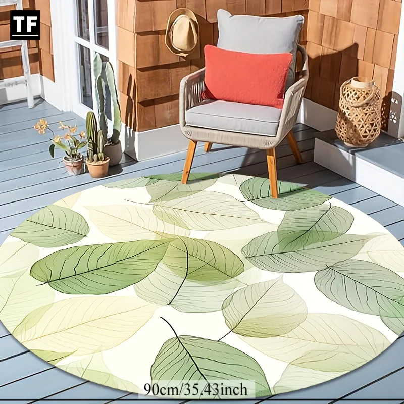

Crystal velvet carpet1pc crystal velvet round Mat/Mat/mat, with leaves pattern, spring in the air, natural and fresh, show good