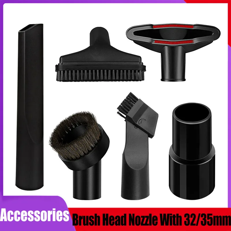 6 pcs/1 pcs Brush Head Nozzle With 32 / 35mm Adapter Spare Parts Crevice Dust Collector Vacuum Cleaner Replacement Attachment
