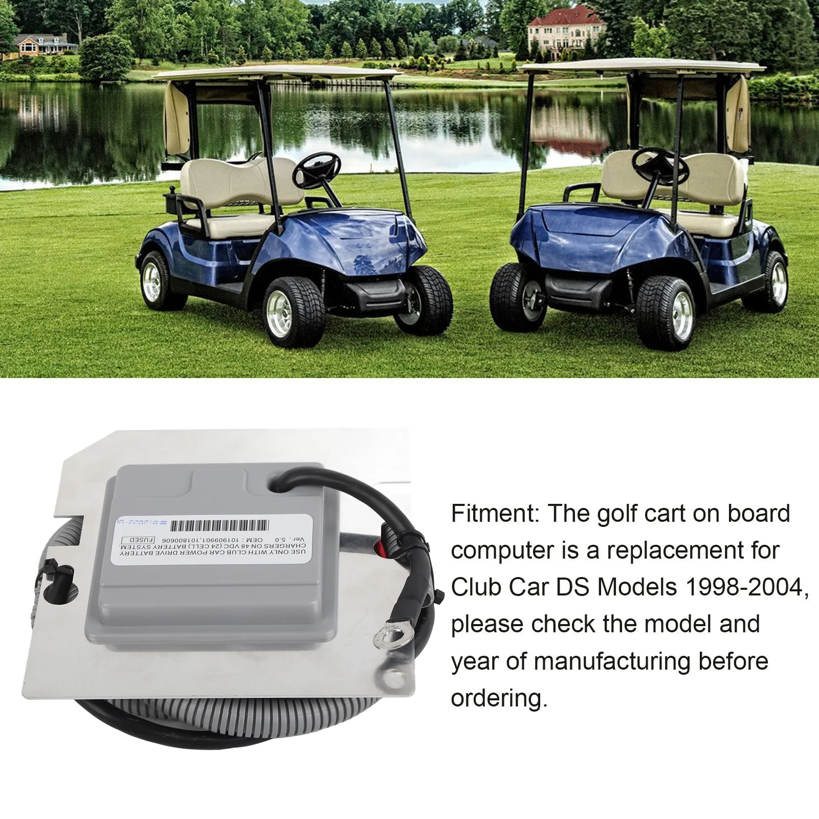 On Board Computer 48V Golf Cart OBC for PowerDrive System Replacement for Club Car DS Models 1998‑2004