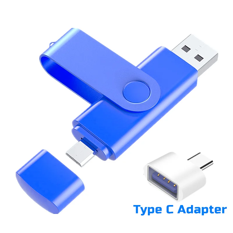 Unidade Flash USB de Alta Velocidade, Tipo C Adaptador, Android Micro, PC, Carro, TV, Stick USB, 128GB, 64GB, 32GB, 16GB, 8GB, 4GB