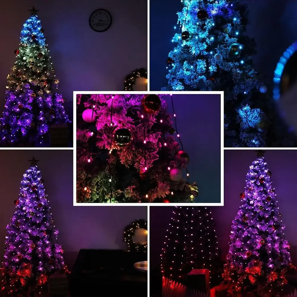 DIY Smart Christmas Tree Lights 2M 160Leds RGB LED String Light APP Remote Control Music Rhythm Xmas Holiday Decoration Garland