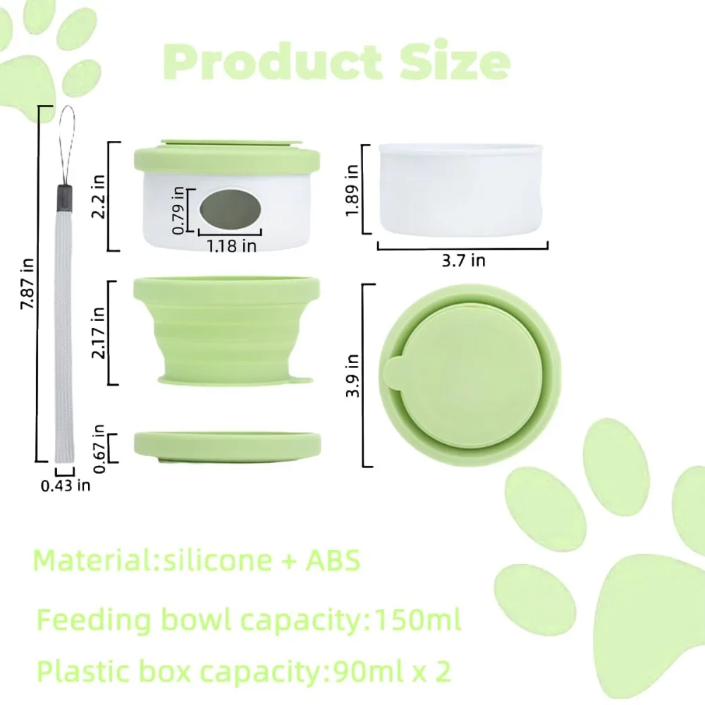 Dog Pet Folding Silicone Feeding Bowl Outdoor Travel Portable Puppy Cat Food Container Feeder 3 in 1 Carrying Bowl Water Cup