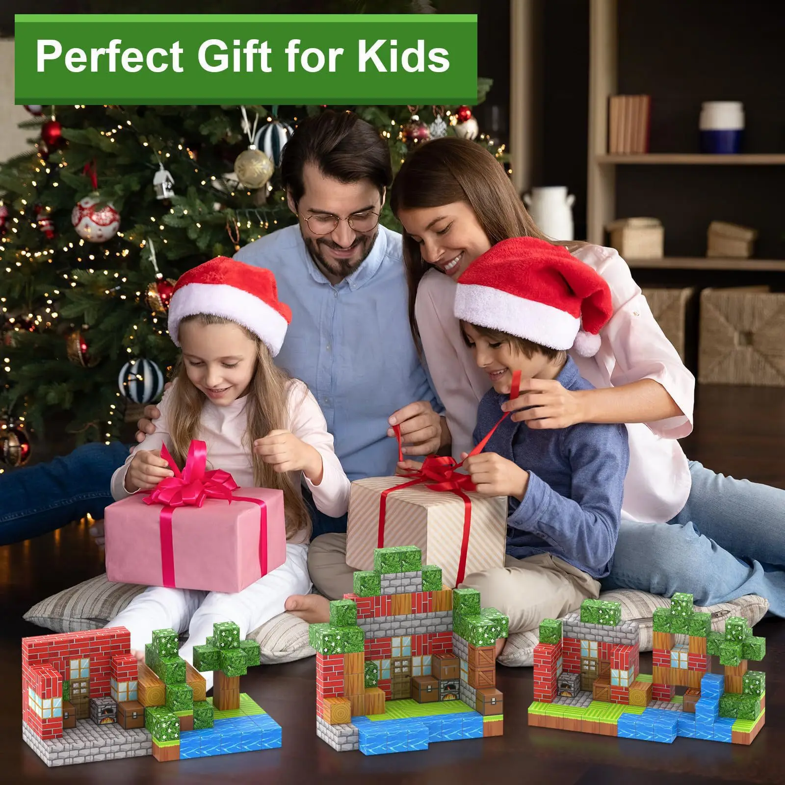 Magnetic cube sets magnetic building blocks children's Sword Mine world Construction Set STEM Sensory Toys for Toddlers Gifts