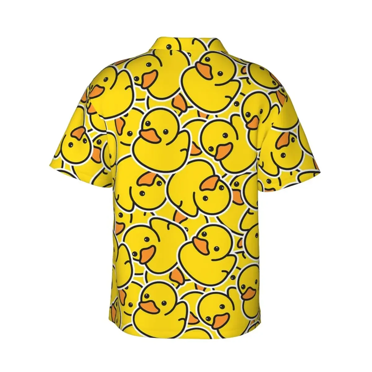Yellow Bathtime Rubber Ducks Pattern Men's Shirts Hawaiian Short Sleeve Shirt Casual Lapel Tops for Summer Beach