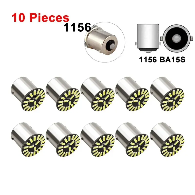 10PCS Car LED Tail Bulb P21W P21/5W BA15S 1156 BAY15D 1157 Turn Signals Light 12V 6000K 21 SMD Car Reverse Brake Parking Lamp