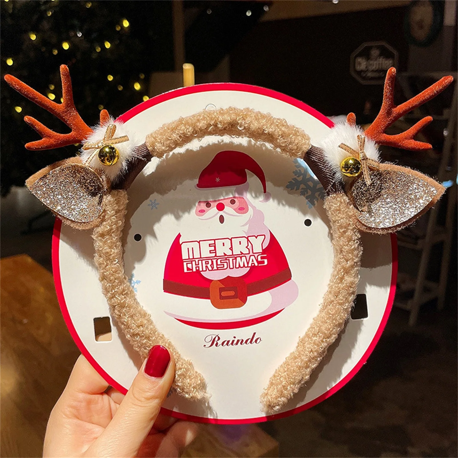 عصابات رأس على شكل قرون الرنة للأطفال البالغين مع أجراس، إكسسوارات شعر إبداعية لطيفة للعطلات للحفلات التنكرية