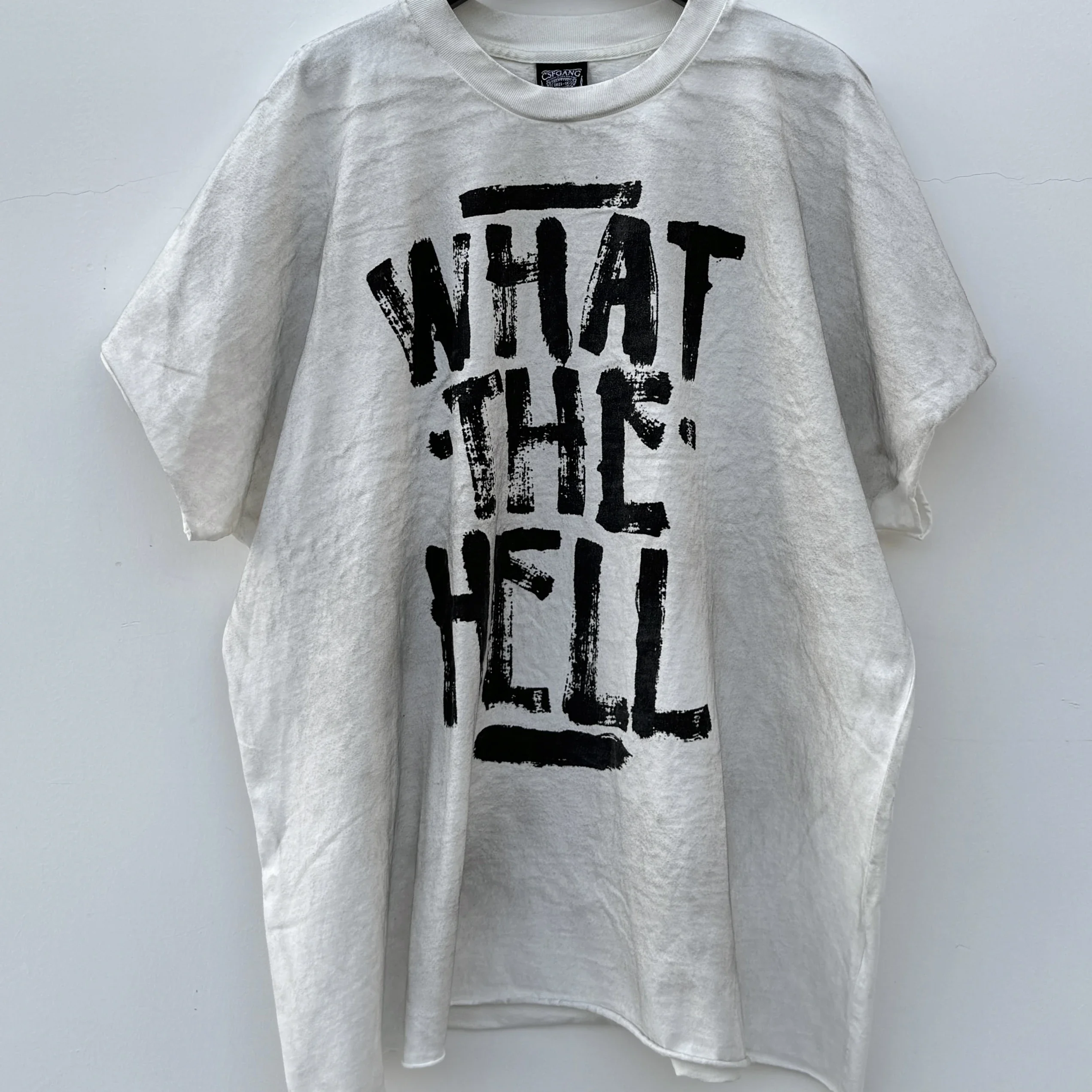 WHAT THE HELL Saint T-Shirts Men Women Best Quality Heavy spray dirty dirty soil air Washed TEE Vintage T Shirt