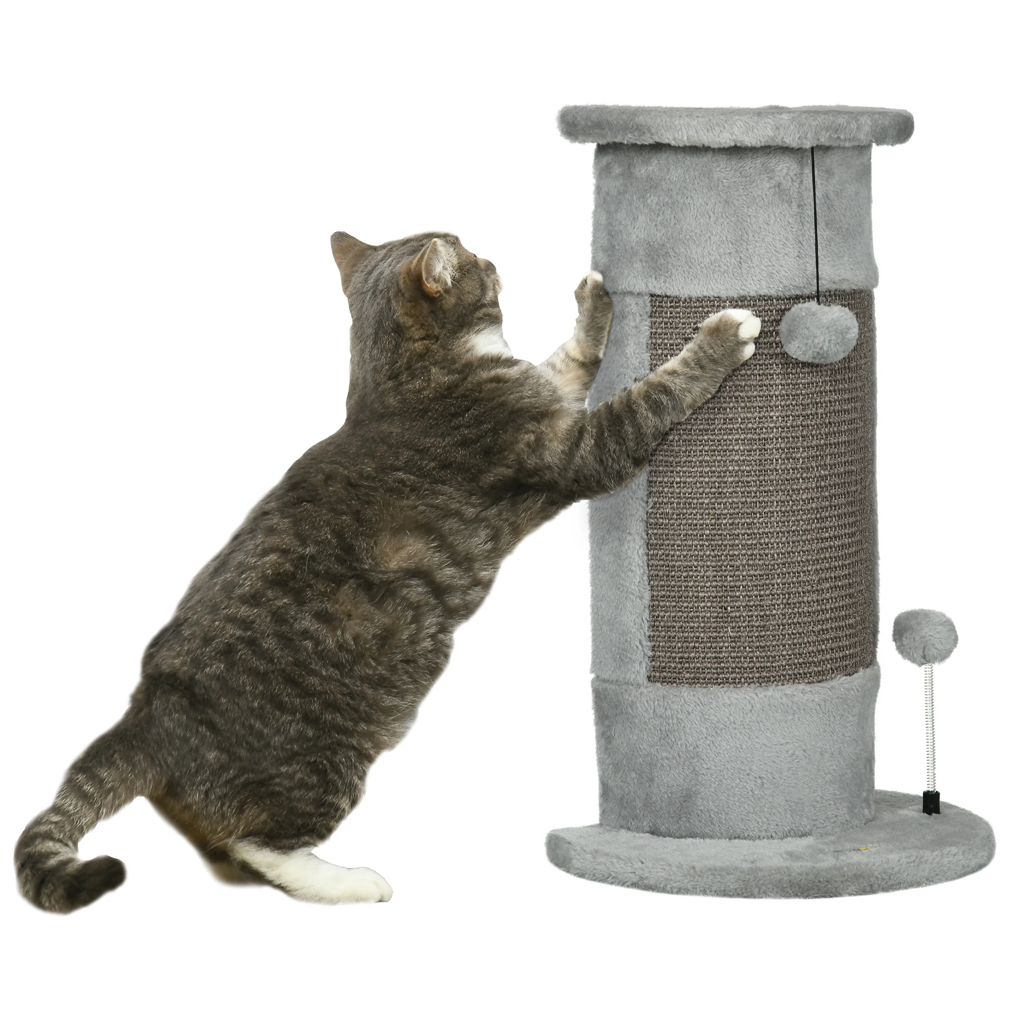 PawHut cat scraper Post 58 cm with hanging balls 34x25,5x58 cm Gray