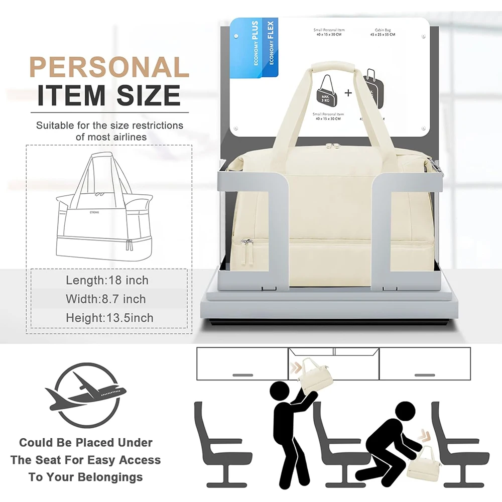 حقيبة الصالة الرياضية للنساء، حقيبة كتف للسفر مع حجرة أحذية، عطلة نهاية الأسبوع، حقيبة تخزين من القماش الخشن طوال الليل، حقيبة يد للتدريب
