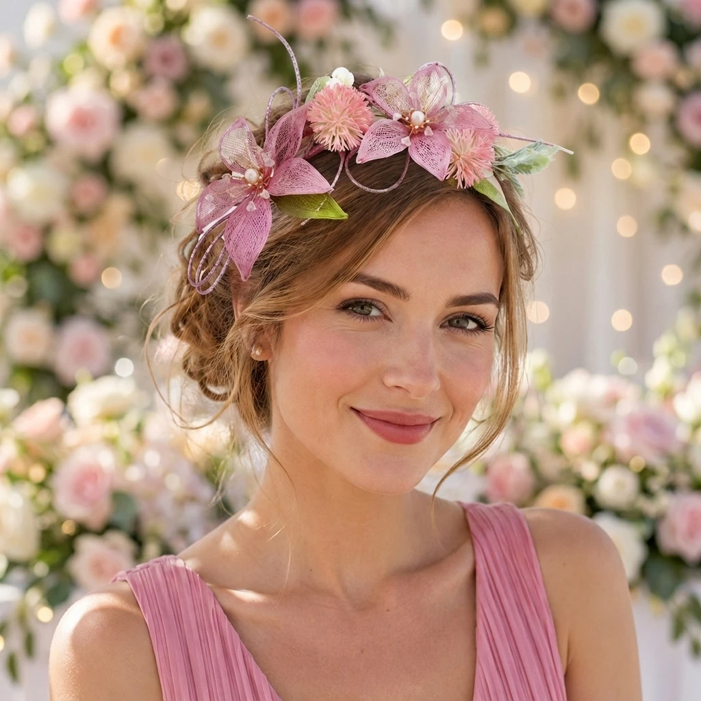 1 Pack Filigree Flower Hair Band Elegant Alloy Headband for Women Wedding Bridal Photography Banquet Party Accessories