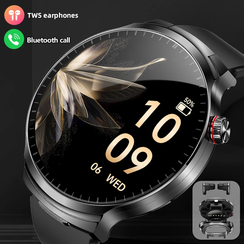 

LIGE 2025 Smart Watch 2 in 1 With Earphone Smartwatch Bluetooth Call Men Watch AI Voice Heart Rate Monitor Play Music SmartWatch