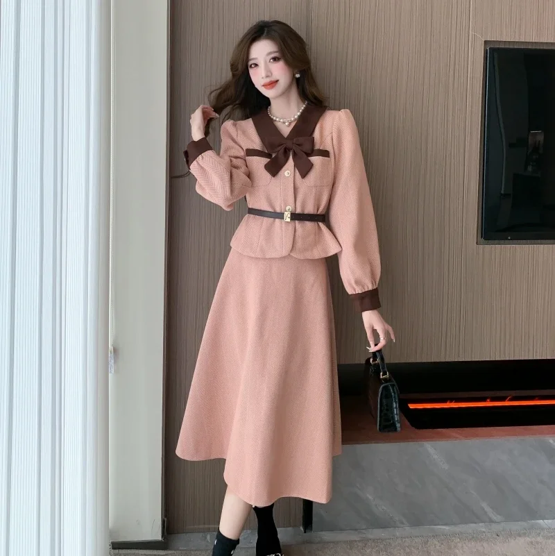 UNXX 2023 Autumn/winter New Tweed-inspired Set, French Sophisticated Elegant Blazer + Skirt Two-piece Outfit High Quality Trendy