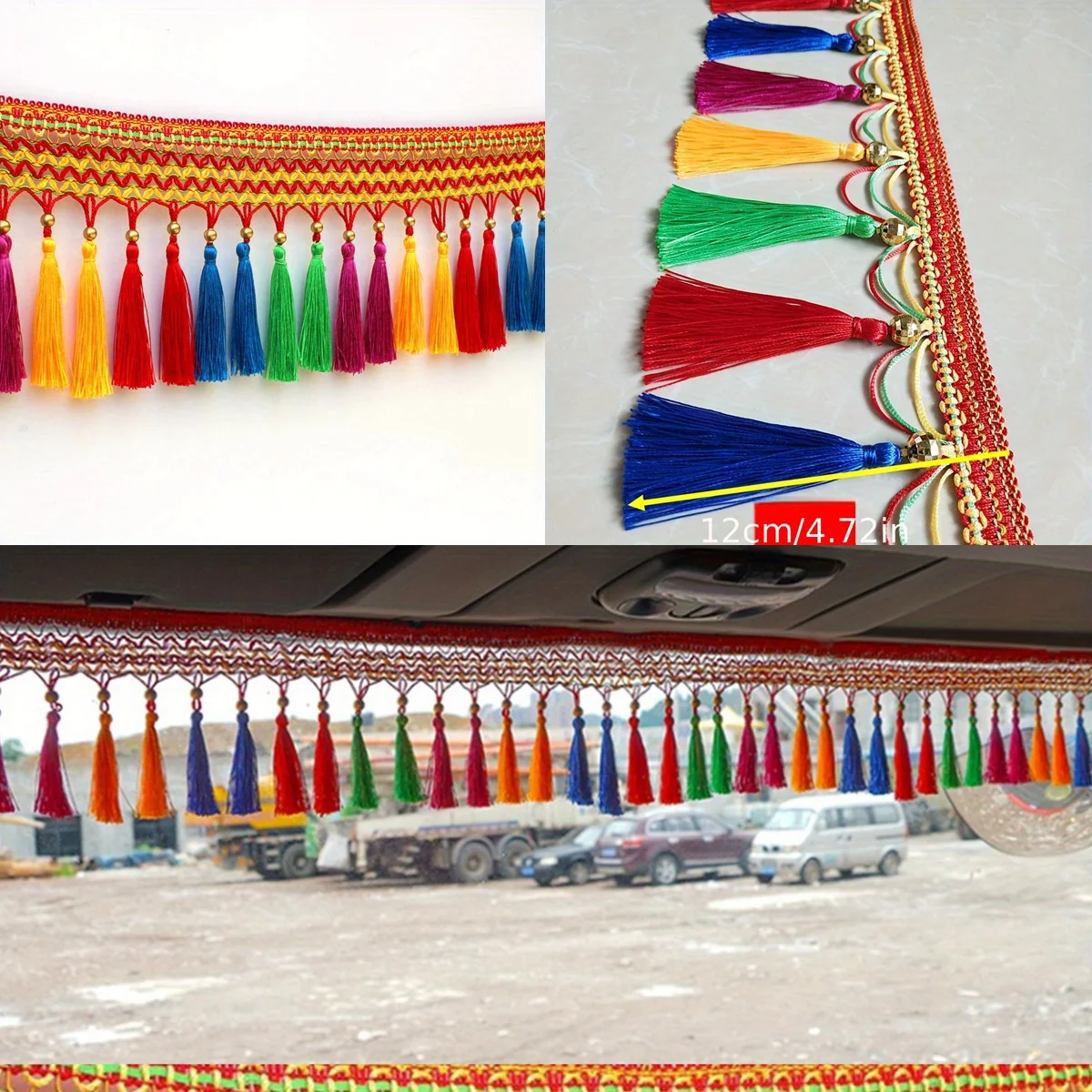 39.37 inch (1-Meter Length) Vibrant Multicolor Tassel Garland - Symmetrical Fringe Party Decorations Suitable for Birthday, Wed