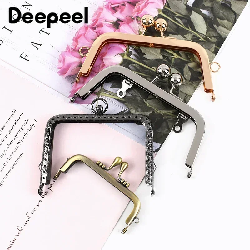 Metal Bag Handles para DIY, Bolsa Frame, bolsa de costura Suportes, Beijo Fecho Handle para sacos, Hardware, Carteira Frames Acessórios, 2pcs