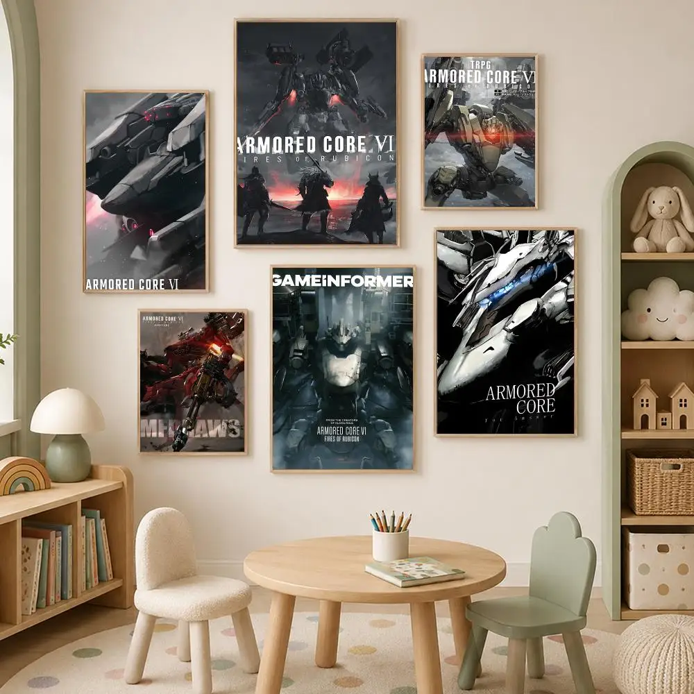 Game Armored Core Poster Self-Stick HD PP paper Wall Art Poster, Waterproof Decor for Bedroom, Living Room and Home