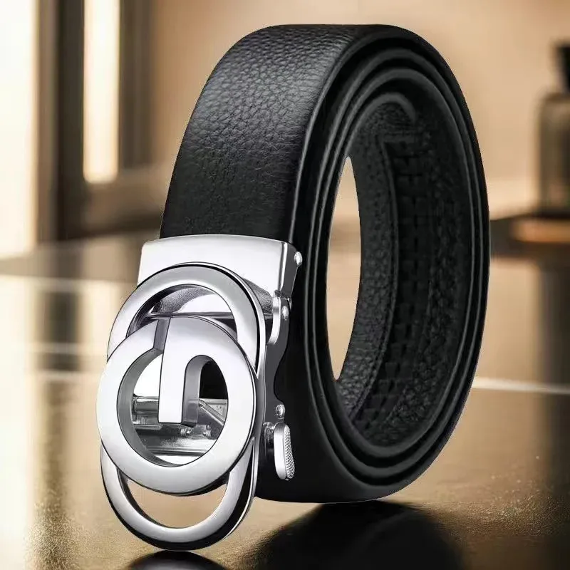 حزام رجال الأعمال المصمم للأزياء |   حزام ناعم عالي الجودة مع أبازيم من سبيكة معدنية للسراويل والجينز الكاجوال