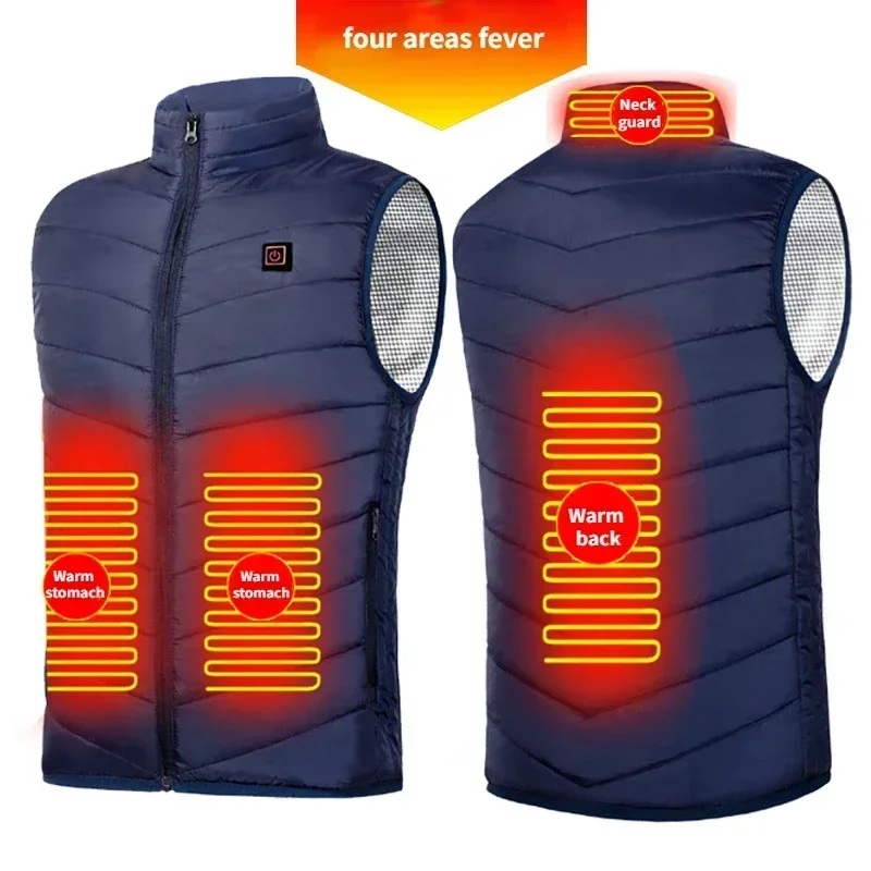 

New 4 Places Heated Vest Men Women Usb Heated Jacket Heating Thermal Clothing Hunting Winter Fashion Heat Jacket