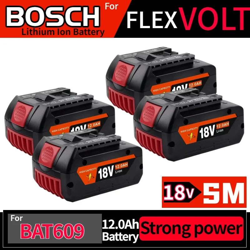 

18V Battery 12.0Ah for Bosch Electric Drill⚡18V Rechargeable Li-ion Battery BAT609BAT609G, BAT618, BAT618GBAT614+Charge