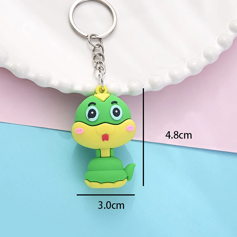 Creative Cute Snake Pendant Keychain Cartoon Zodiac Snake Year Lucky Charms Backpack Hanging Decoration Car Ornament Key Ring