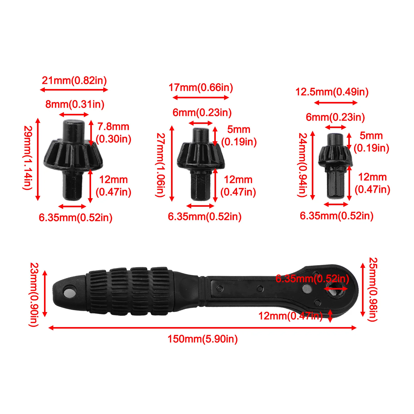 Ratchet Chuck Key Wrench for Easy Clamping on For Drill Press Fits 1 5 10MM 1 5 13MM and 3 16MM For Drill Chucks