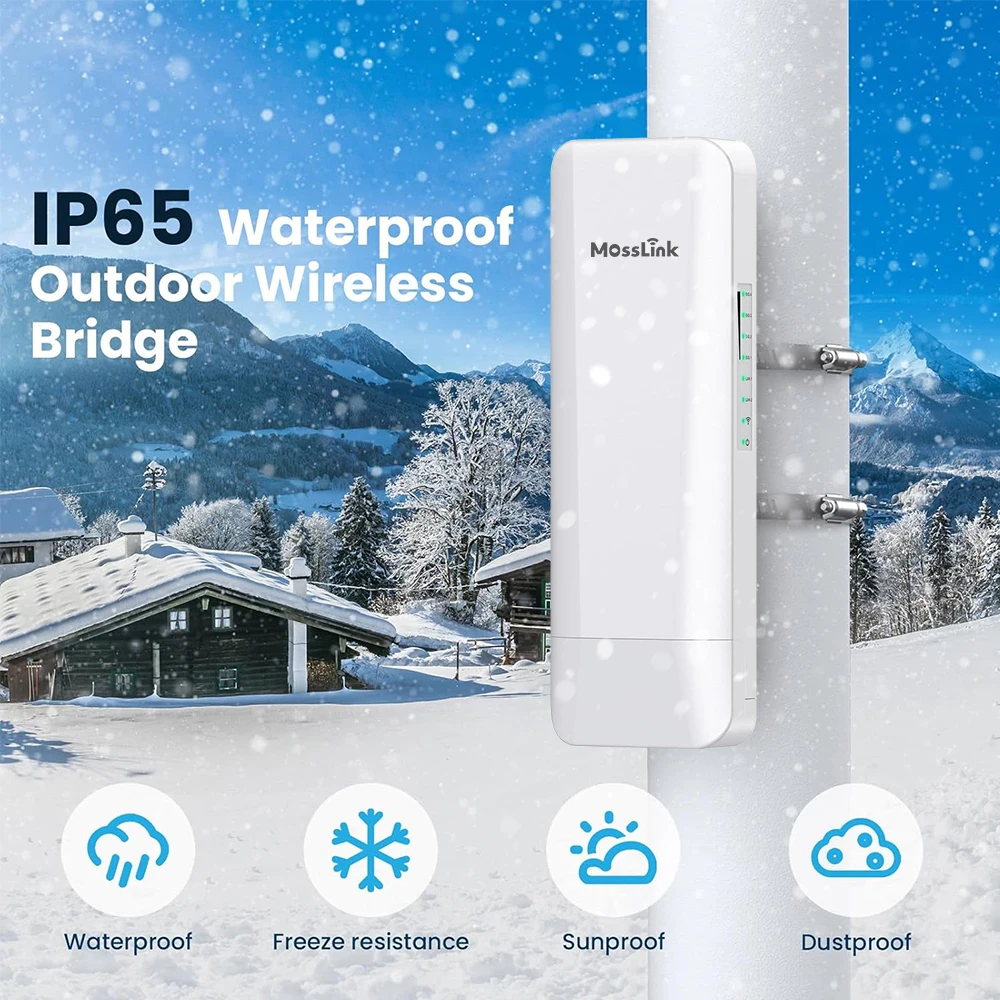 모스링크 2팩 450Mbps 무선 브리지 야외 CPE WiFi 키트 5.8G 인터넷 브리지 3KM 전송 거리 포인트 투 포인트