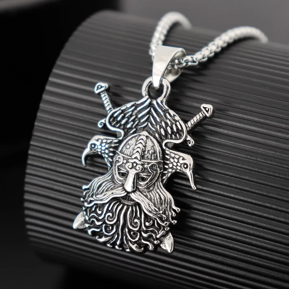 New Vintage Nordic Viking Double Eagle Pendant Charm Men\'s Necklace Fashion Hip Hop Punk Jewelry Accessorie Party Gift Wholesale