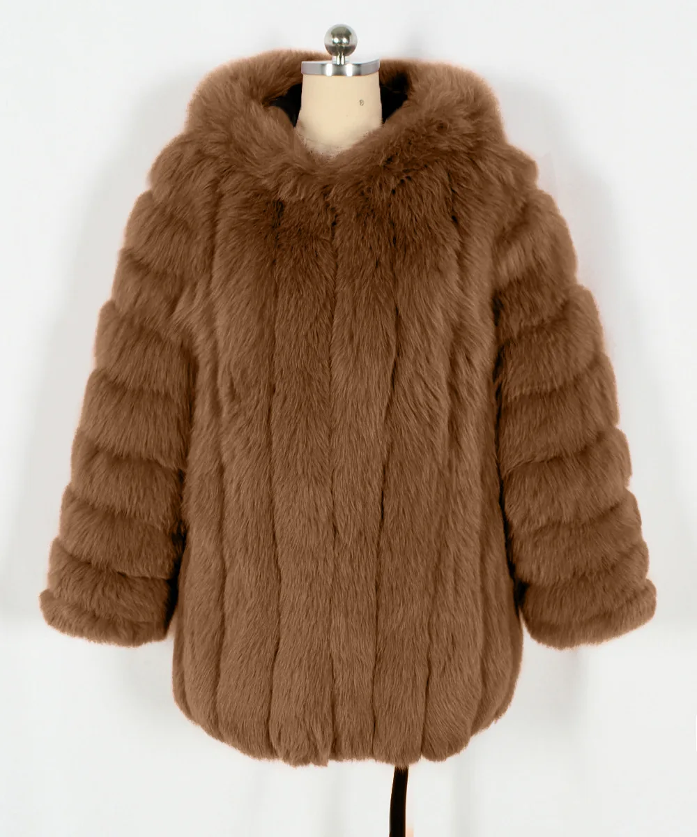 Faux Fox Fur Coat Women Solid Fur Jacket Long Sleeve Turn Down Collar Open Stitch Thick Warm Fur Loose Casual 2026 Autumn Winter