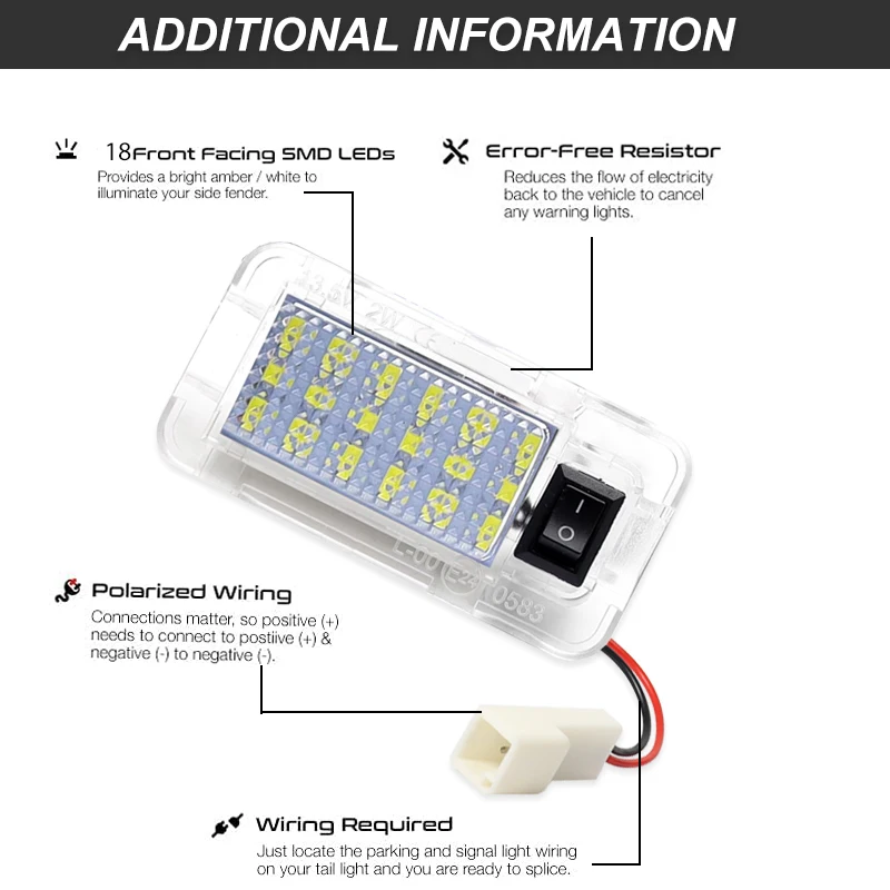 1PC Xenon White LED Trunk Cargo Area Light w/Switch Compatible With For Newer Lexus,Newer For Toyota w/Single LED Room Lamp