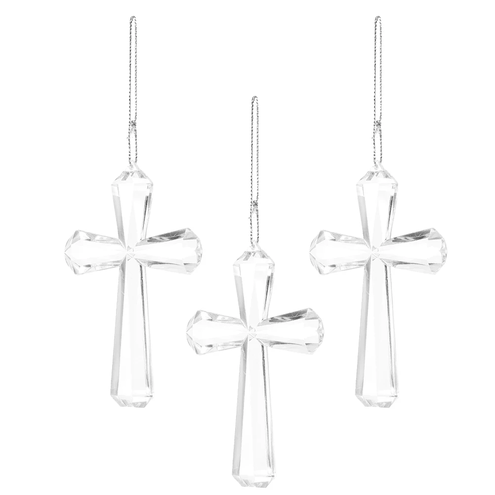 

3Pcs Transparent Cross Easter Ornaments Clear Acrylic Cross Hanging Decoration Easter Tree Party Decor Hanging Ornament
