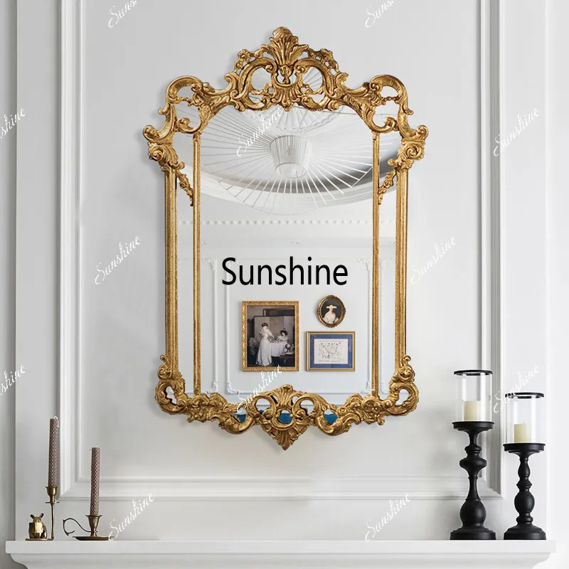European-style carved decorative mirror, French vintage makeup mirror, tabletop mirror