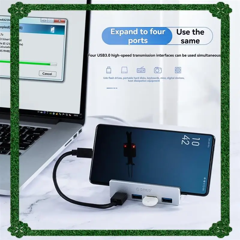 24-Hour Delivery ORICO USB 3.0 HUB 5Gbps With Power Supply Clip Expansion Splitter 1 To 4 Multiple Extend Dock For Desktop PC Ac
