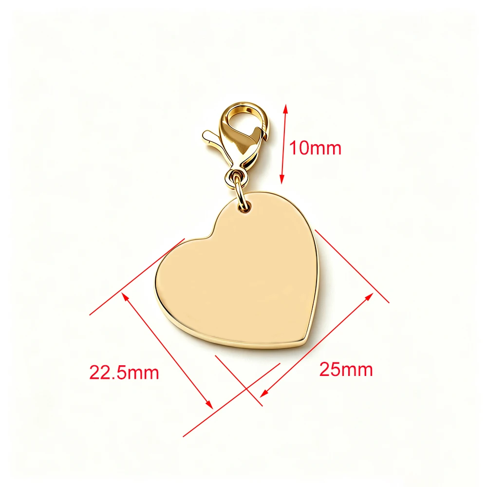Fnixtar 10pcs Stainless Steel 25mm Heart Keychain Metal Key Ring Key Chain Bag Key Holder Gift with Lobster Clasp Jewelry