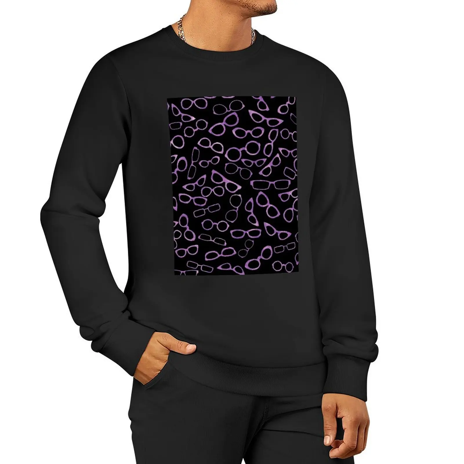 

Various Shaped Eyeglasses Pattern - Purple Pullover Hoodie anime clothes sweatshirts men