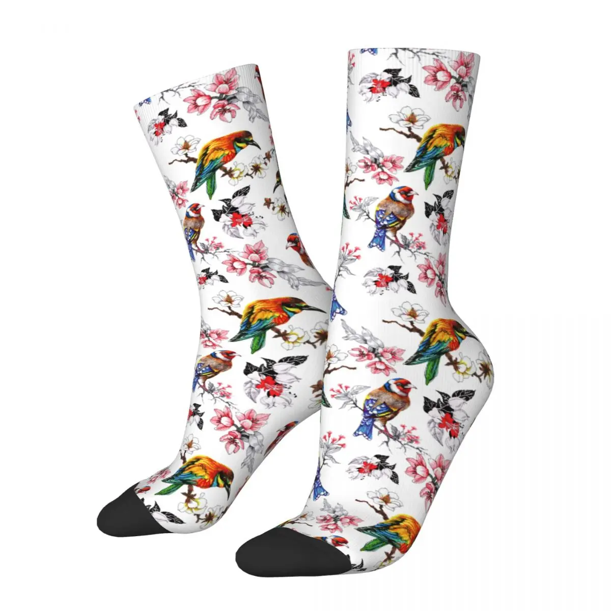 Men's Beautiful Bird Sparrows Floral Vintage Socks Cotton Fashion Socks Harajuku Accessories Middle TubeSocks Little Small Gifts