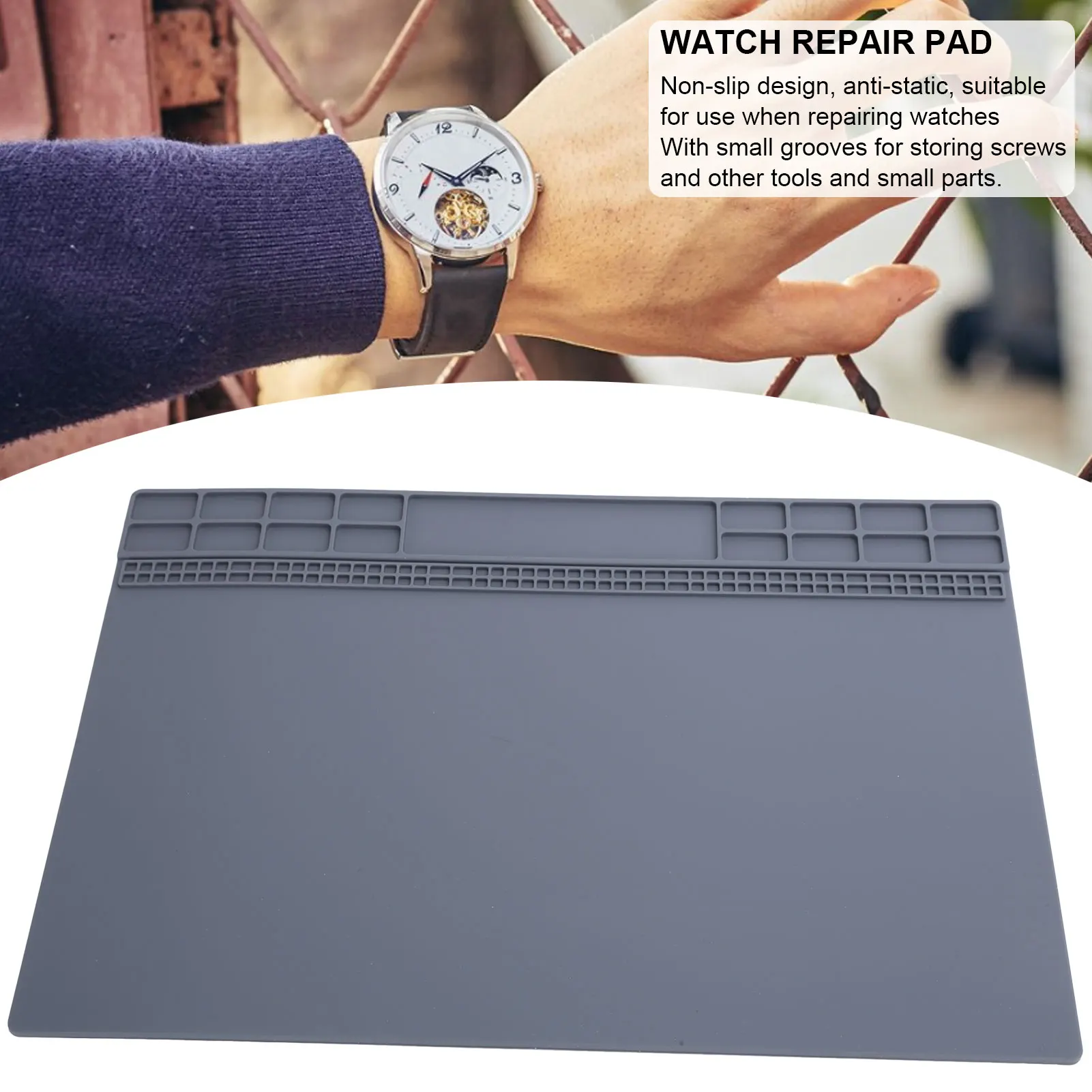 Rubber Mat Non-Slip Watch Repair Table Pad Watchmaker Maintenance Accessory Gray Watch Repairing Tool for Watchmaker