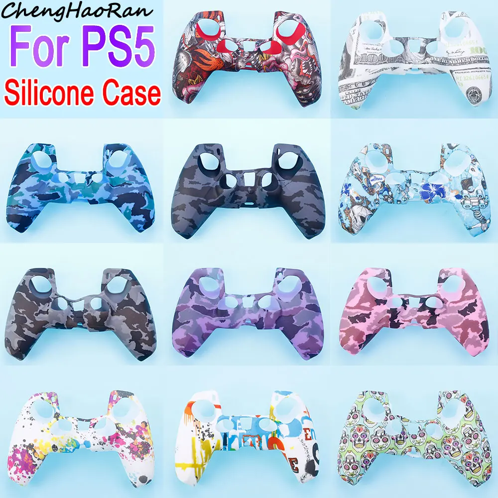 1 Piece For PS5 Controller Painted Soft Silicone Rubber Case For PS5 Gamepad Non-Slip Protective Skin Cover Accessories