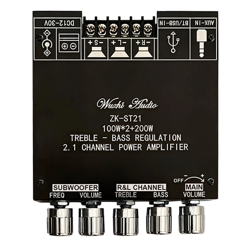 TOP ข้อเสนอ ZK-ST21 บลูทูธเครื่องขยายเสียงดิจิตอล 2.1 ช่อง 100Wx2 + 200W ซับวูฟเฟอร์ชิป TPA3221 Hifi สเตอริโอเครื่องขยายเสียง
