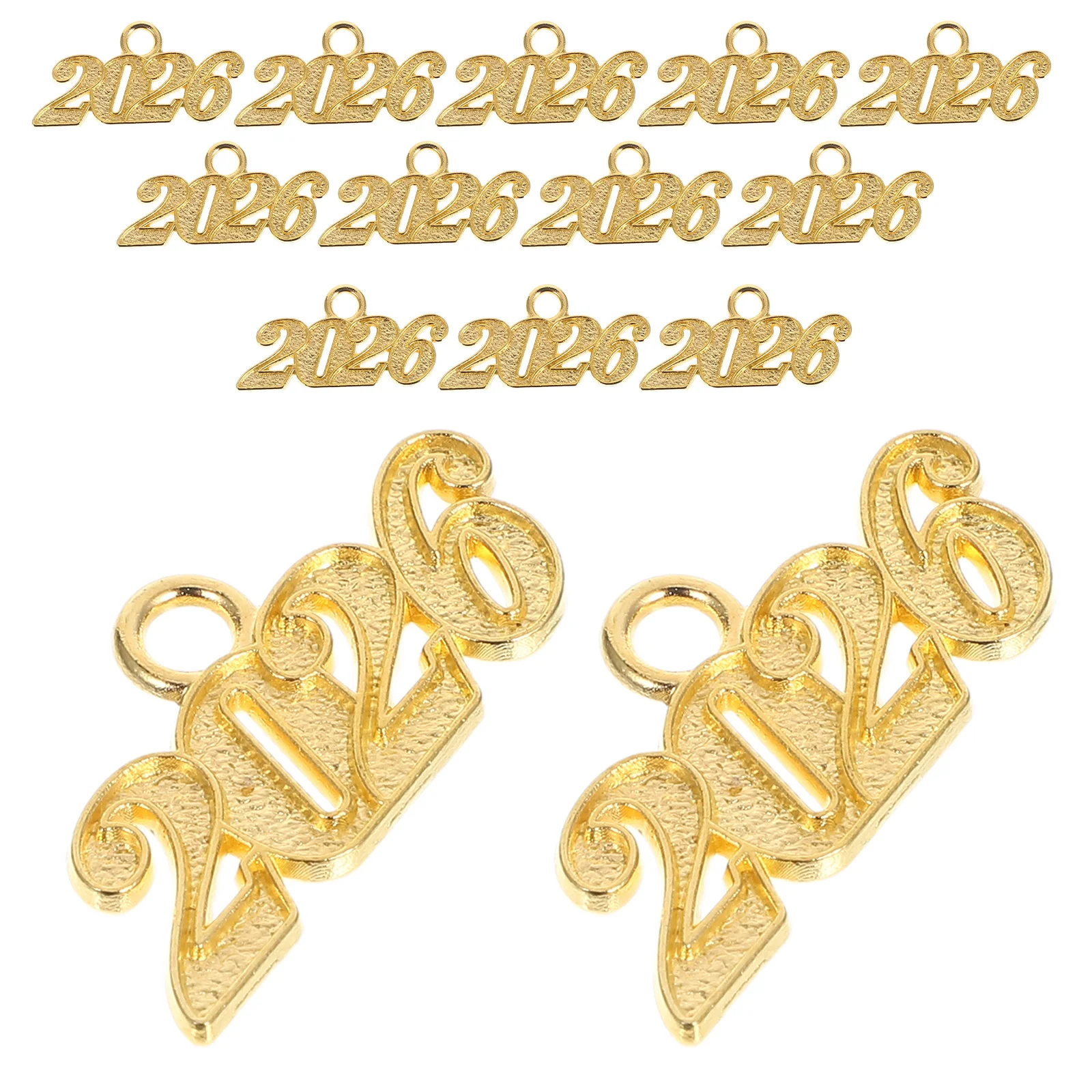 

100pcs Number Pendant 2026 Year Charms Golden Jewelry Graduation Cap Decorations Tassel Accessories Crafting Projects Keepsake