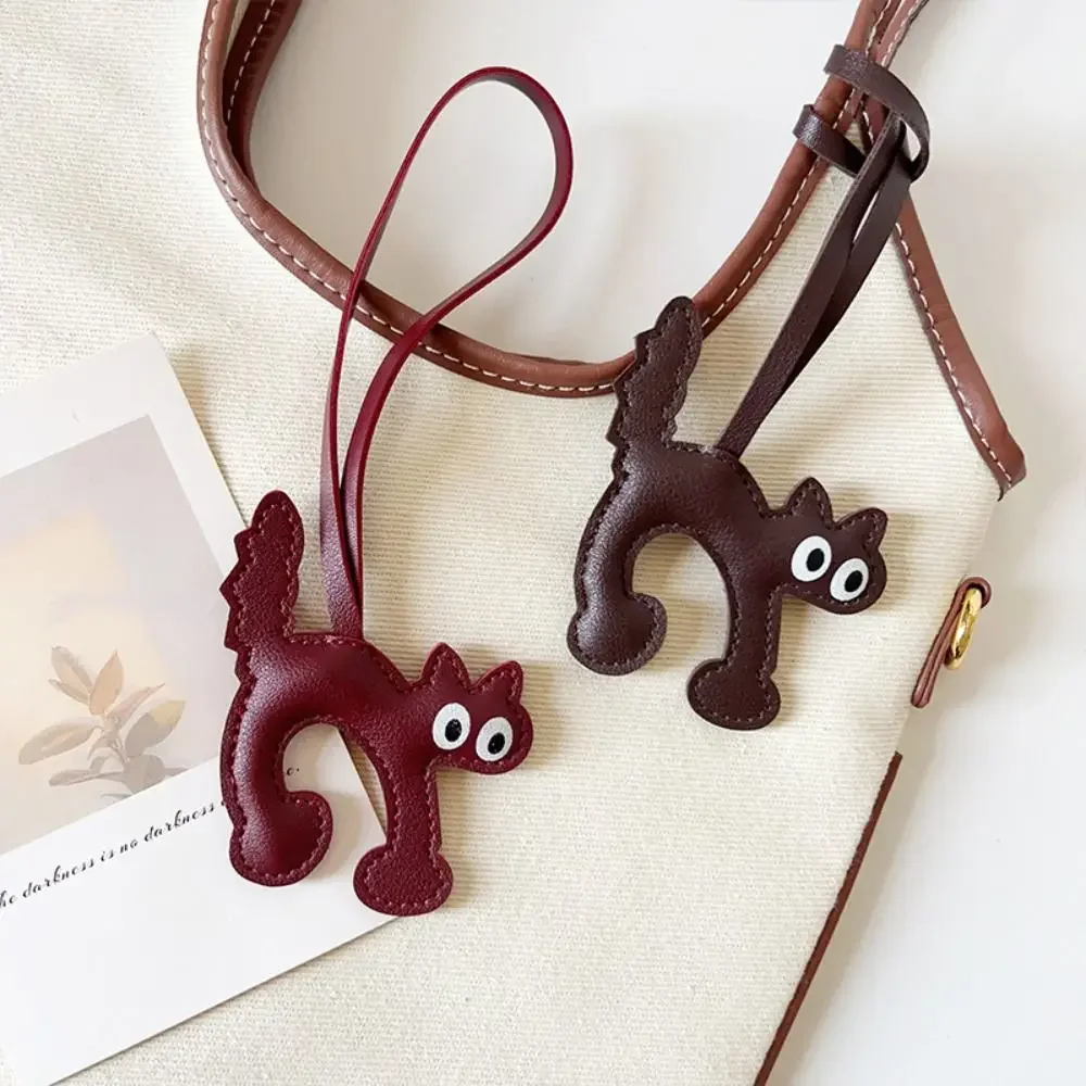 Cute PU Leather PU Leather Cat Hanger Dog Cute Puppy Cartoon Keychain Cartoon Car Keyring Bag Pendant Bag Ornament